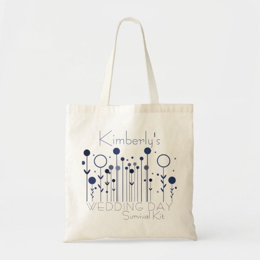 Overlevingsdag van de bruiloft Eenvoudige Blauwe F Tote Bag (Voorkant)