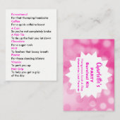 Overlevingskaart voor feestvieren informatiekaartje (Voorkant / Achterkant)