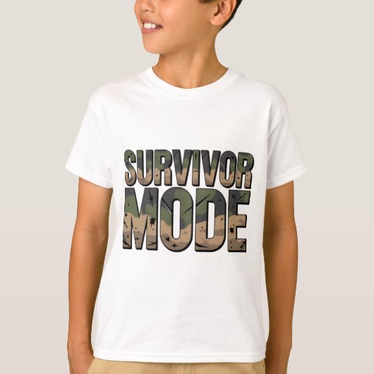 Overlevingsmodus Kids Camo – Little Warrior-editie T-shirt (Voorkant)