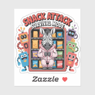 Overlevingsmodus voor Snackaanvallen Grappige Zebr Sticker