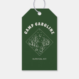 Overlevingspakket voor kamp-bachelorettefeest cadeaulabel