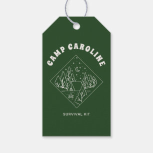 Overlevingspakket voor kamp-bachelorettefeest cadeaulabel