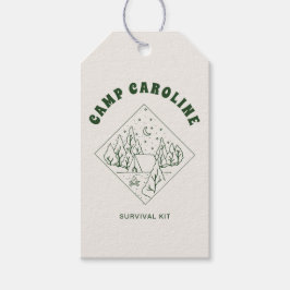 Overlevingspakket voor kampeerfeest vrijgezellen cadeaulabel