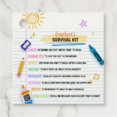 Overlevingspakket voor leerkrachten terug naar het bedankjes labels (Voorkant)