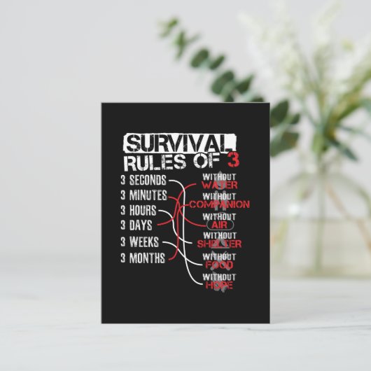 Overlevingsregels voor drie - Wilderness Quiz Briefkaart (Staand voorkant)
