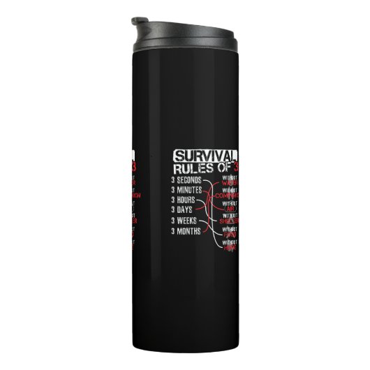 Overlevingsregels voor drie - Wilderness Quiz Thermosbeker (Geroteerd rechts)