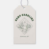 Overlevingsset voor vrijgezellenfeest op kampeerte cadeaulabel (Achterkant)