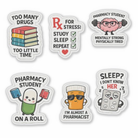 Overlevingsstickers voor de apotheekopleiding sticker (Voorkant)