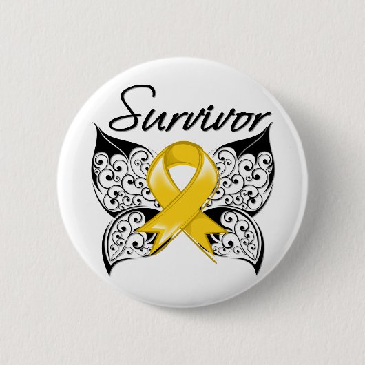 Overlevingsvlinder voor kinderkanker ronde button 5,7 cm (Voorkant)