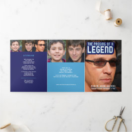 Overlijden van een legende Uitvaartdienst blauw Drieluik Programma