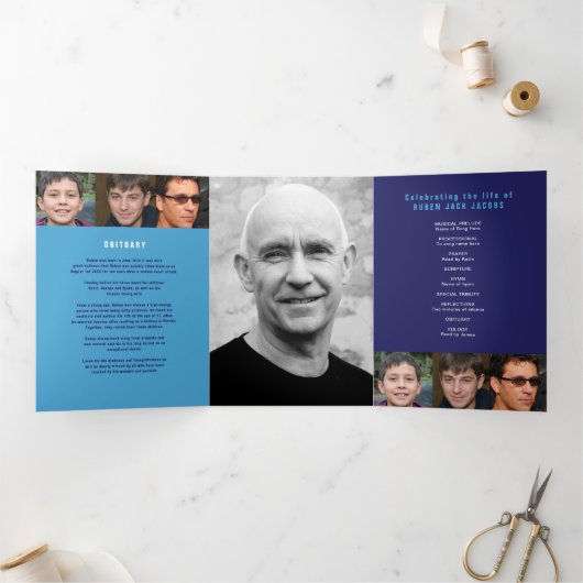 Overlijden van een legende Uitvaartdienst blauw Drieluik Programma (Binnen)