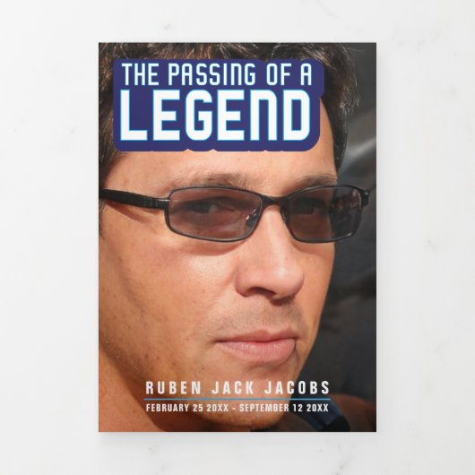 Overlijden van een legende Uitvaartdienst blauw Drieluik Programma (Cover)