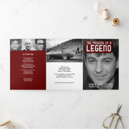 Overlijden van een legende Uitvaartdienst rood 12  Drieluik Programma