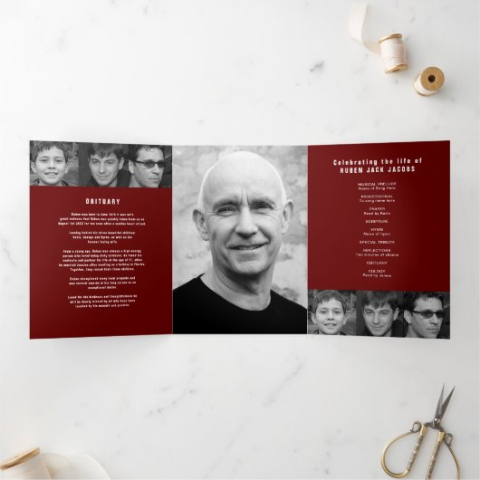 Overlijden van een legende Uitvaartdienst rood 12  Drieluik Programma (Binnen)