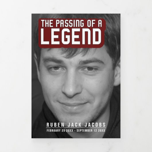 Overlijden van een legende Uitvaartdienst rood 12  Drieluik Programma (Cover)