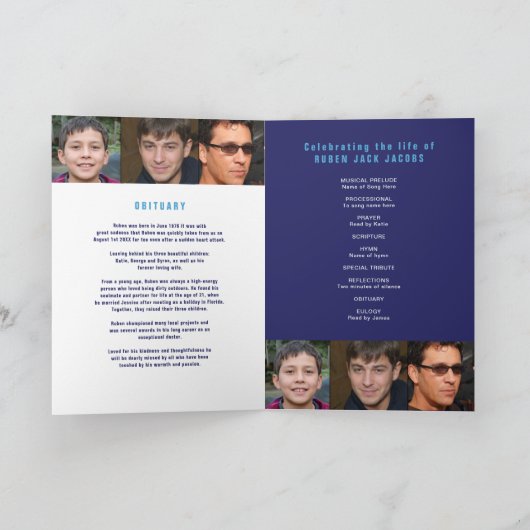 Overlijden van een legende Uitvaartprogramma blauw Programma (Binnen)