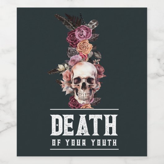 Overlijden van je jeugd, begrafenisverjaardag wijn etiket (Enkel label)