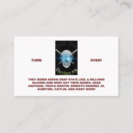 Overlijden van vaccins Standaard Visitekaartje (Voorkant)