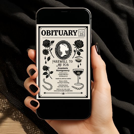 Overlijdensbericht 30e verjaardag RIP mijn 20s Kaart