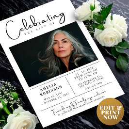 Overlijdensbericht Herdenkingsdienst met foto Briefkaart