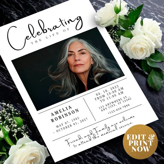 Overlijdensbericht Herdenkingsdienst met foto Briefkaart