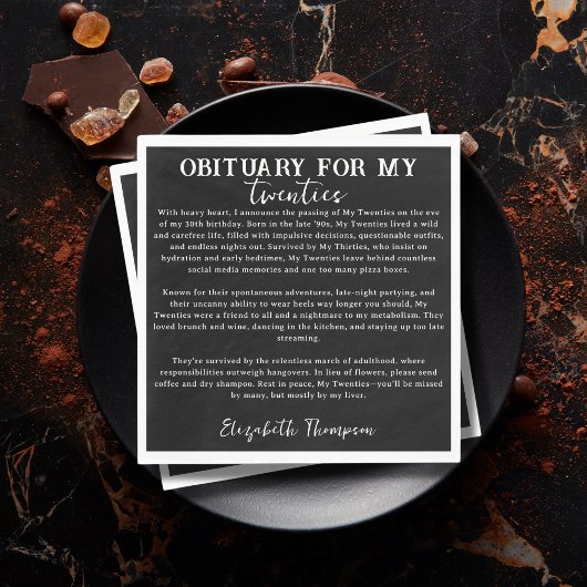 Overlijdensbericht voor mijn twintiger RIP 20s 30t Servet