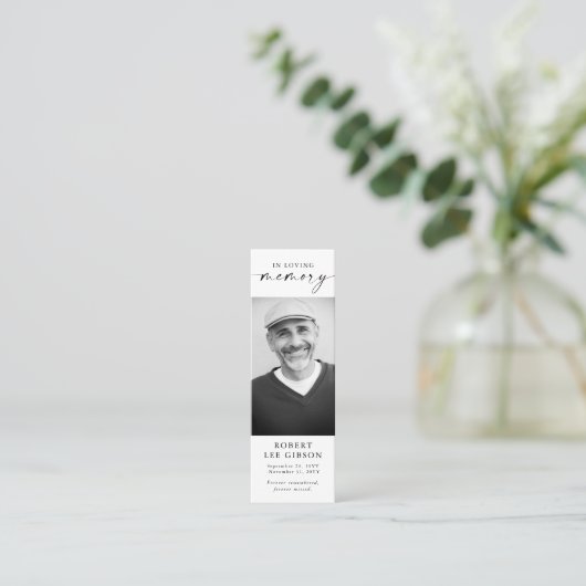Overlijdensfoto Begrafenis Memorial Bladwijzer Kaa Mini Visitekaartje (Staand voorkant)