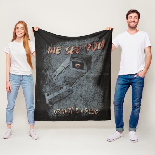 Overlook - Techno-Dystopian Streetwear Design Fleece Deken (In situ)