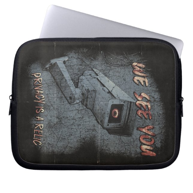 Overlook - Techno-Dystopian Streetwear Design Laptop Sleeve (Voorkant)