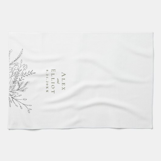 Overloopende Boeket Bruiloft Keukendoek Theedoek (Horizontaal)