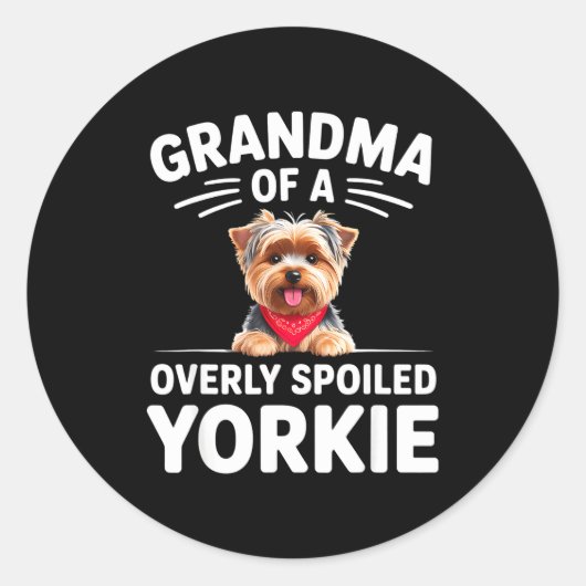 Overly Siled Yorkie Grandma Design Ronde Sticker (Voorkant)
