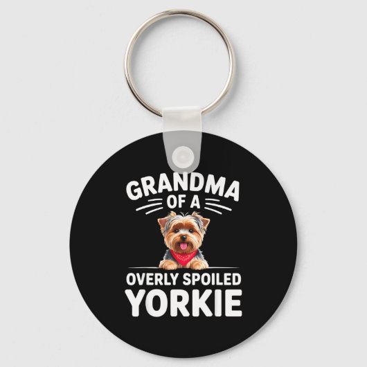 Overly Siled Yorkie Grandma Design Sleutelhanger (Voorkant)