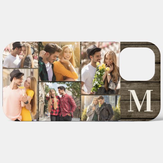 Overmaats Initiaal 6 Foto collage Rustisch hout Case-Mate iPhone Case (Achterkant (horizontaal))