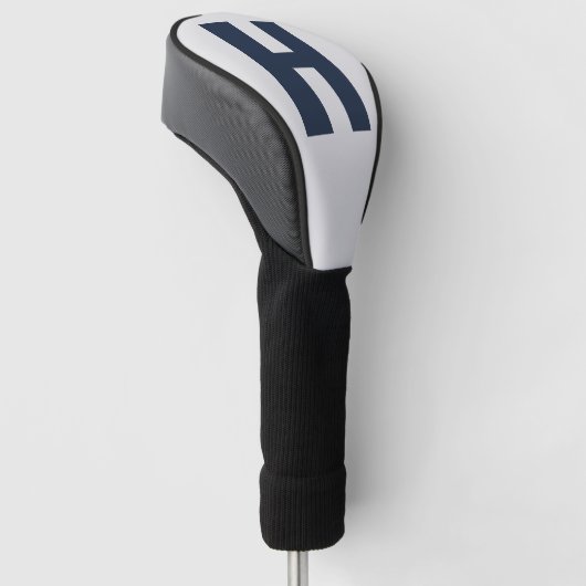 Overmaats Initiaal minimalistisch zilver grijs en  Golfheadcover (Schuin)