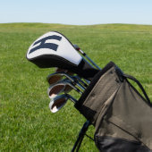 Overmaats Initiaal minimalistisch zilver grijs en  Golfheadcover (Insitu)