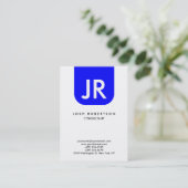 Overmaats Minimale Monogram Blauw Wit Schoon Visitekaartje (Staand voorkant)