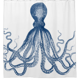 Overmaats  Octopus Blue, omhoog Douchegordijn