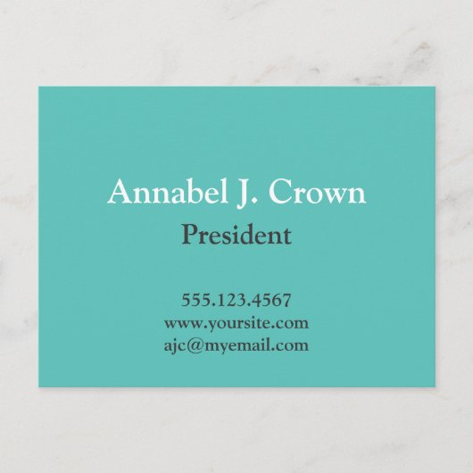 Overmaats solide blauwgroen bedrijf logo, traditio briefkaart (Voorkant)