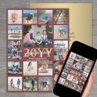 Overmaats wat een jaar foto-Collage Burgundy Gold