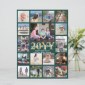Overmaats wat een jaar foto Collage Green en Gold Feestdagenkaart (Staand voorkant)