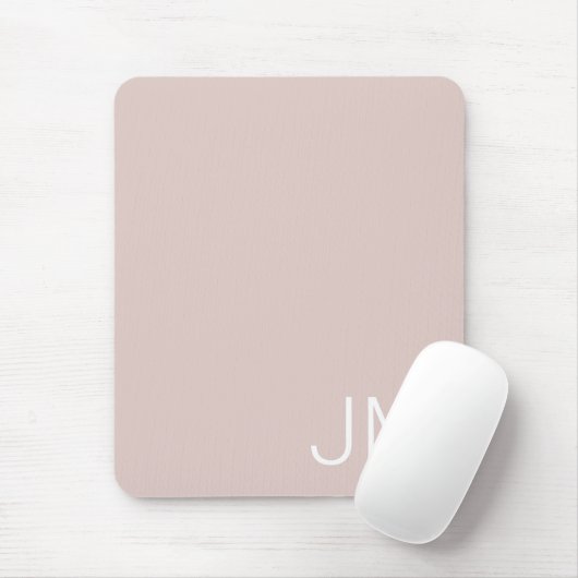 Overmaatse Blush Pink White Initialen Muismat (Met muis)