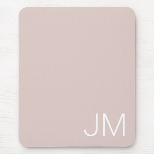 Overmaatse Blush Pink White Initialen Muismat (Voorkant)