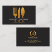 Overmaatse Gold Fork Knife Spoon Catering Service Visitekaartje (Voorkant / Achterkant)