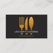 Overmaatse Gold Fork Knife Spoon Catering Service Visitekaartje (Voorkant)