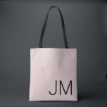 Overmaatse Monogrammen Initialen Blush Pink Black Tote Bag<br><div class="desc">Grafisch modern monogram. Zwarte initialen gemarkeerd op een stevige, wazige roze achtergrond.</div>