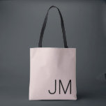 Overmaatse Monogrammen Initialen Blush Pink Black Tote Bag<br><div class="desc">Grafisch modern monogram. Zwarte initialen gemarkeerd op een stevige,  wazige roze achtergrond.</div>