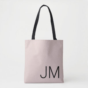 Overmaatse Monogrammen Initialen Blush Pink Black Tote Bag