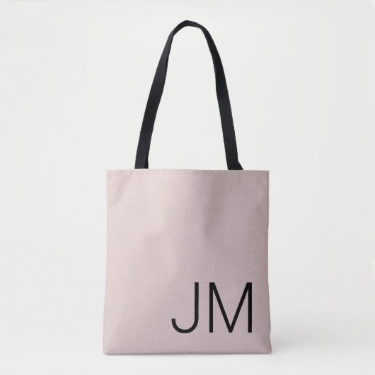 Overmaatse Monogrammen Initialen Blush Pink Black Tote Bag (Voorkant)