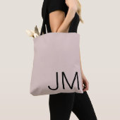 Overmaatse Monogrammen Initialen Blush Pink Black Tote Bag (Dichtbij)