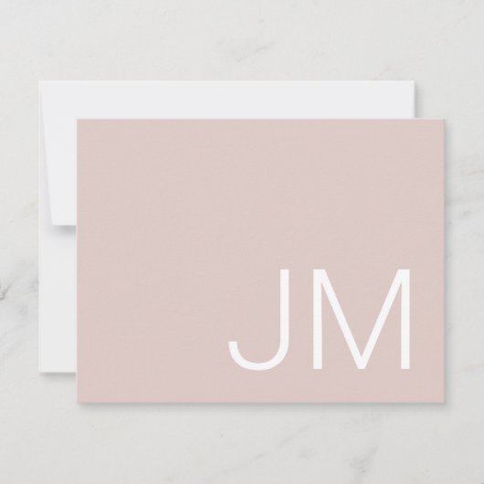 Overmaatse Monogrammen Initialen Blush Pink Notitiekaartje (Voorkant)